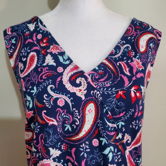 Talbot's cotton sleeveless paisley print fit & flair flounce hem dress. XL. NWT - Picture 5 of 10
